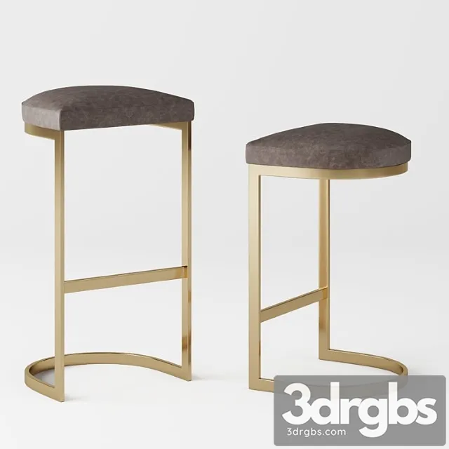 1960s rome backless stool 2 3D Model Download