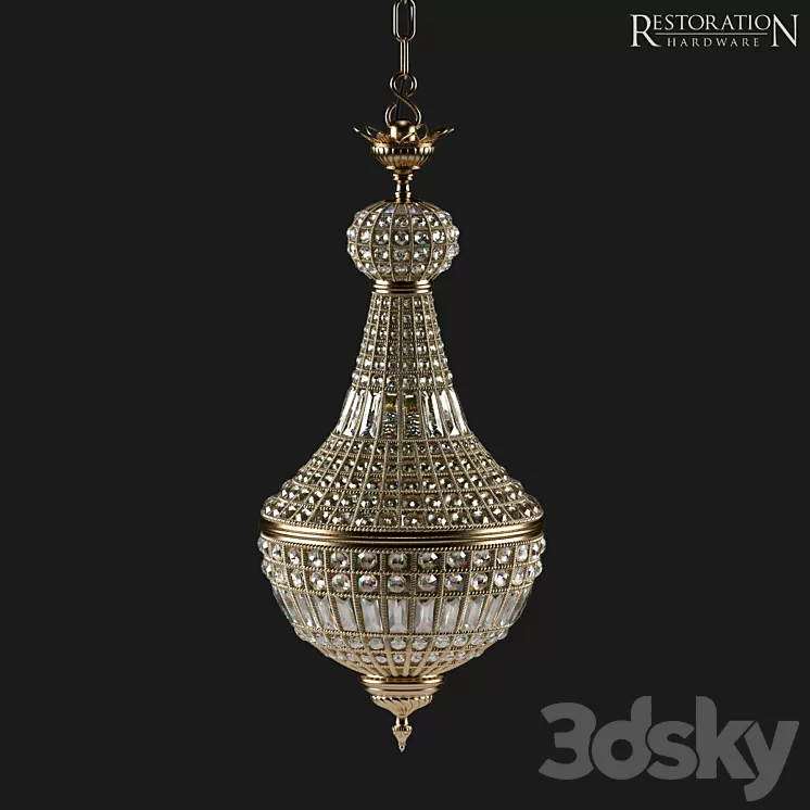 19th C. French Empire Crystal Chandelier Small 3D Model
