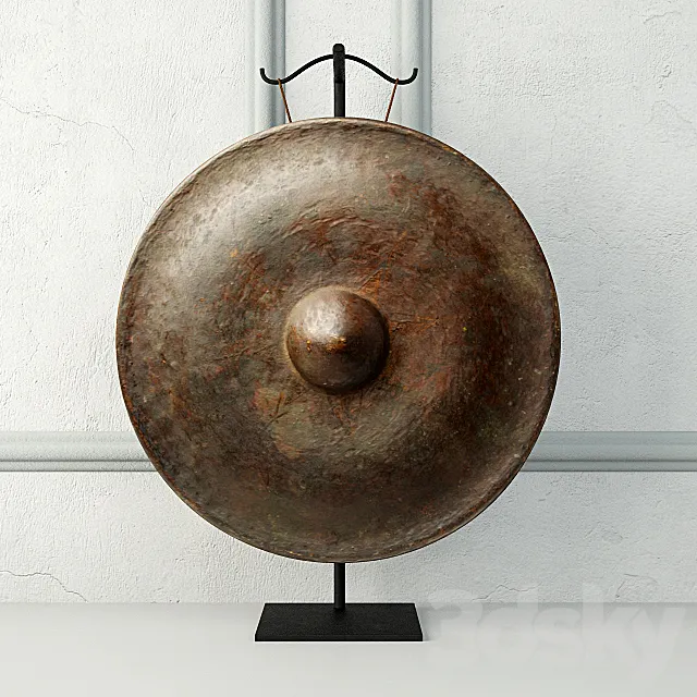 19th Century Laos Bronze Gong 3D Model 19th Century Laos Bronze Gong 3D Model