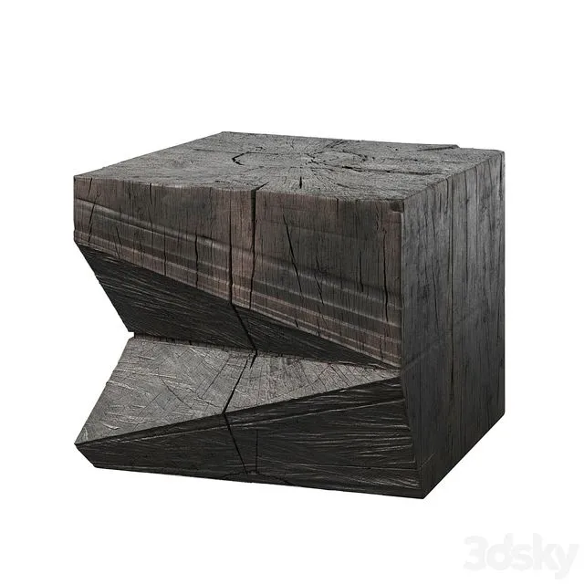 1st Dibs Sculpted Brutalist End Table CT 9 Solid Oak 3D Model