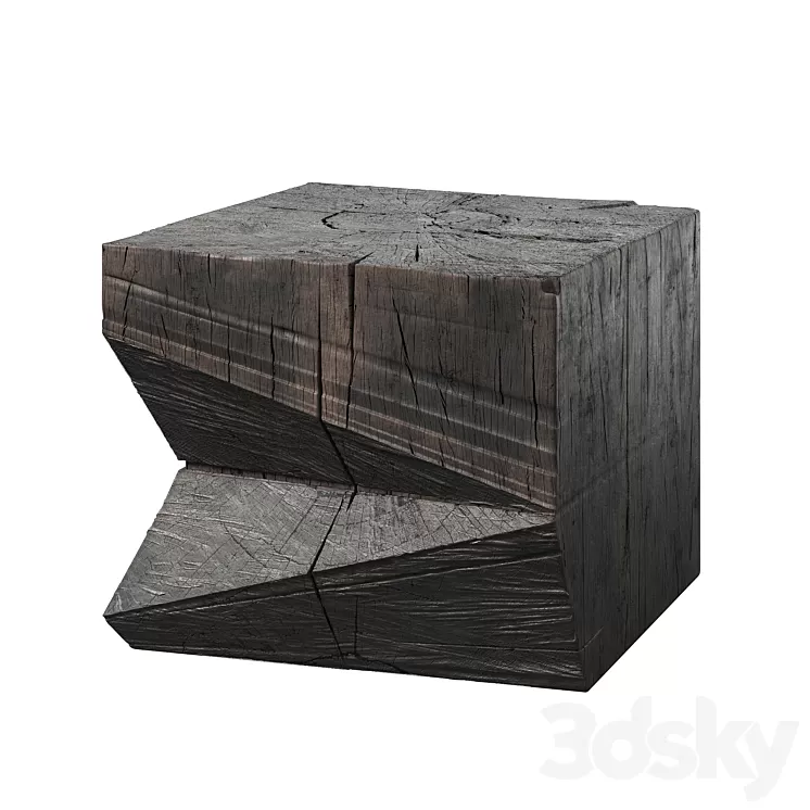 1st Dibs Sculpted Brutalist End Table CT 9 Solid Oak 3D Model Free Download