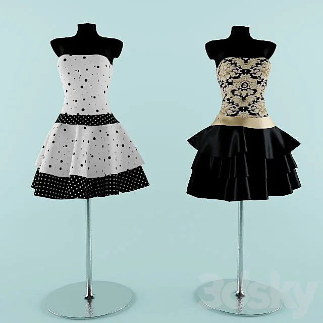 2 dresses on mannequins 3DModel