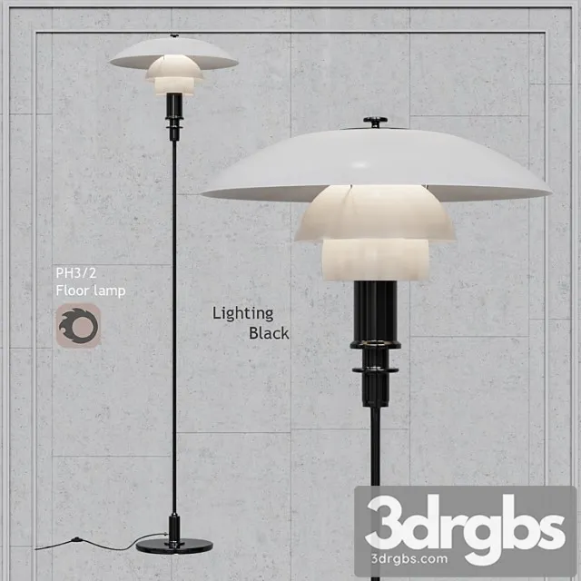 2 floor lamp black body white glass 3D Model Download