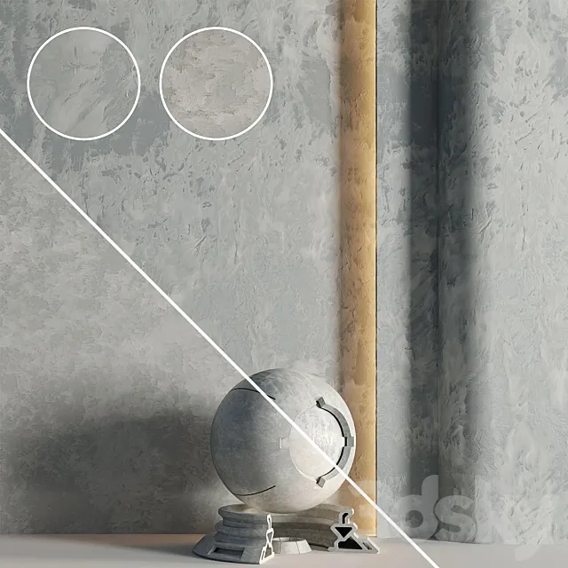 2 Mats | Decorative Plaster 03 | PBR | 4K 3D Model