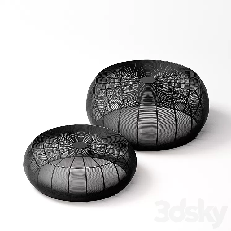 2 tables of round wicker steel La Redoute Bangor 3D Model 2 tables of round wicker steel La Redoute Bangor 3D Model