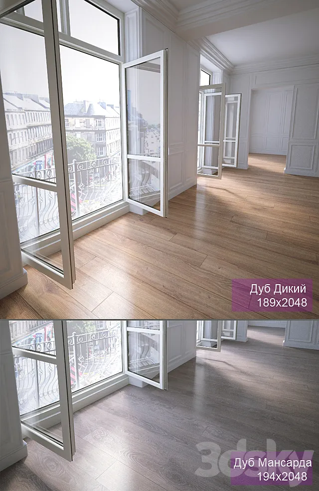 2 types of parquet: Oak Wild Oak Attic 3DModel 2 types of parquet: Oak Wild Oak Attic 3DModel