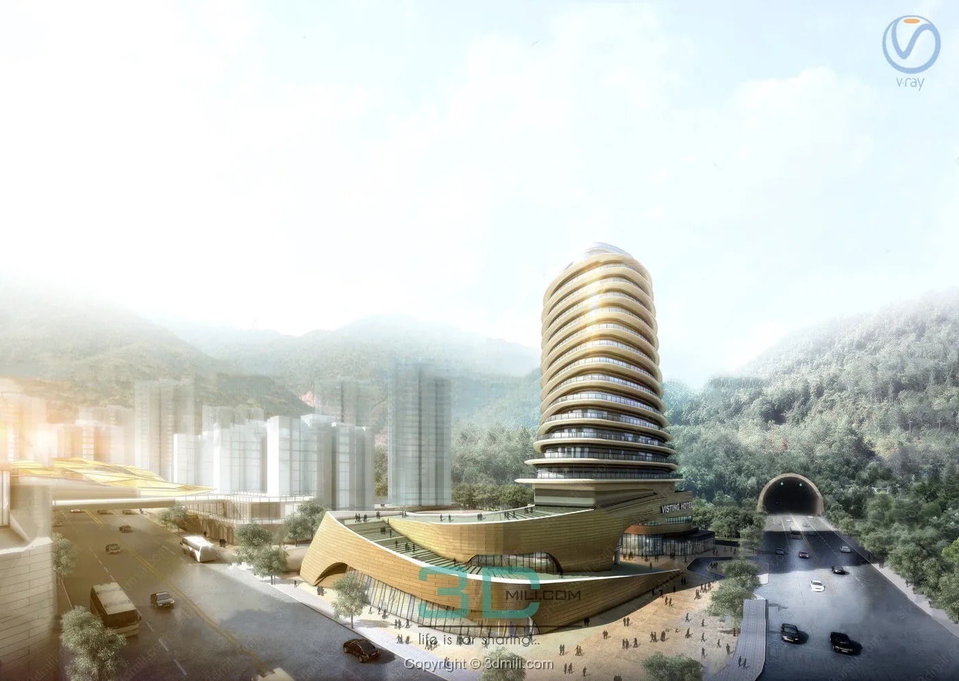 20.Modern high-end office building exterior 3d model – 11053