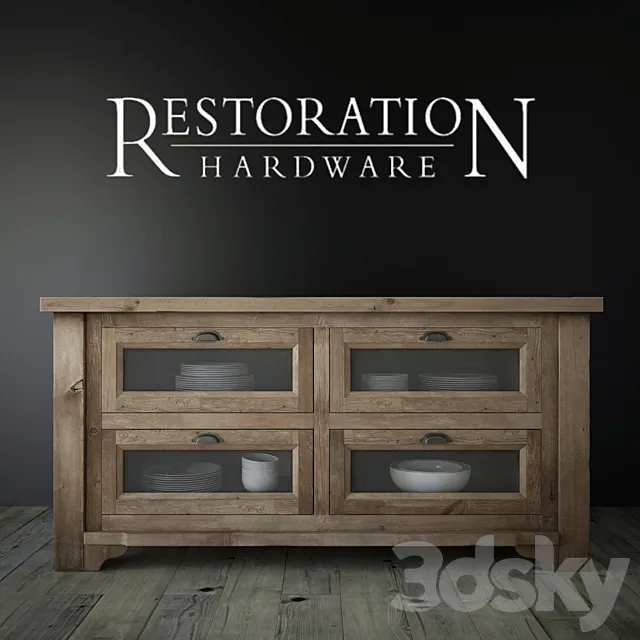 20TH C. SALVAGED WOOD KITCHEN ISLAND 3D Model