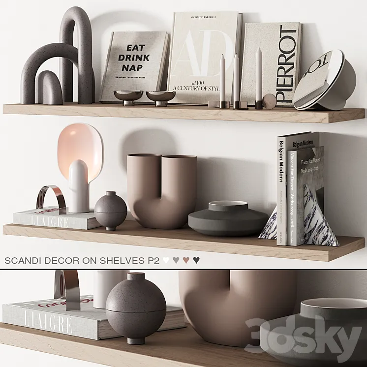 217 decor on shelves 02 neutral scandi accessories 00 3D Model Free Download