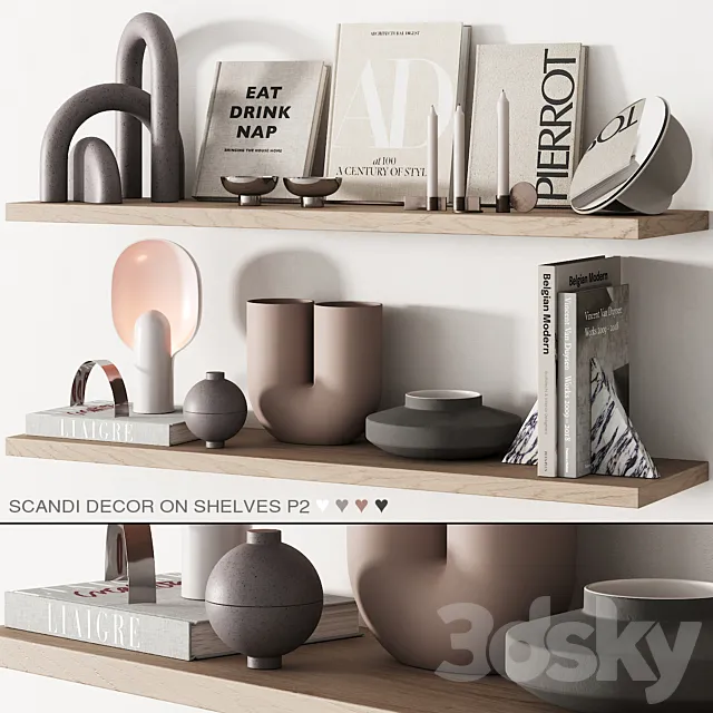 217 decor on shelves 02 neutral scandi accessories 00 3D Model