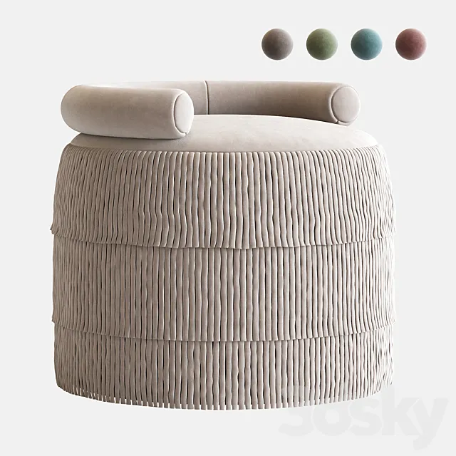 21st Century Beth Fringes Stool Cotton Velvet 3D Model 21st Century Beth Fringes Stool Cotton Velvet 3D Model