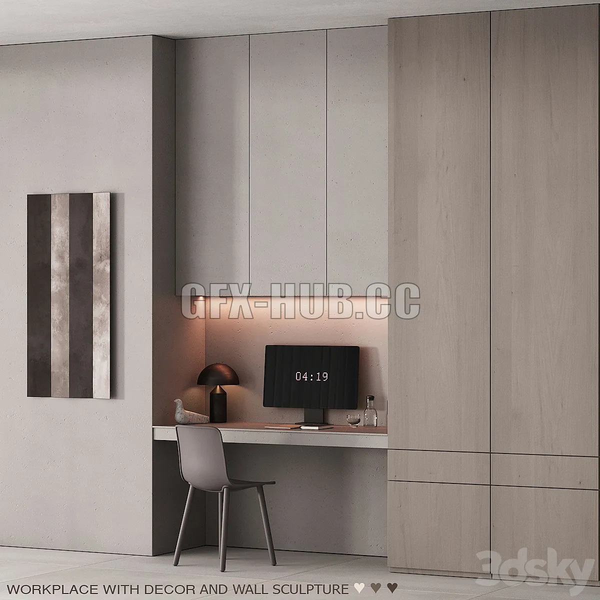 220 office furniture 06 workplace 02 minimal gray stucco 3D Model 220 office furniture 06 workplace 02 minimal gray stucco 3D Model