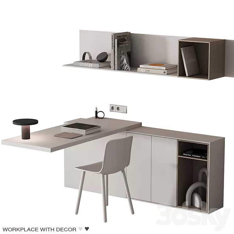 221 office furniture 07 workplace 03 minimal warm white 00 3D Model Free Download
