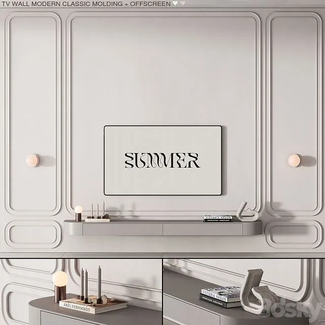 227 tv wall kit 09 modern classic molding 01 3D Model