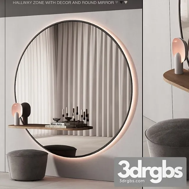 229 Hallway Zone 06 Large Round Minimal Round Mirror 01 3D Model Download 229 Hallway Zone 06 Large Round Minimal Round Mirror 01 3D Model Download