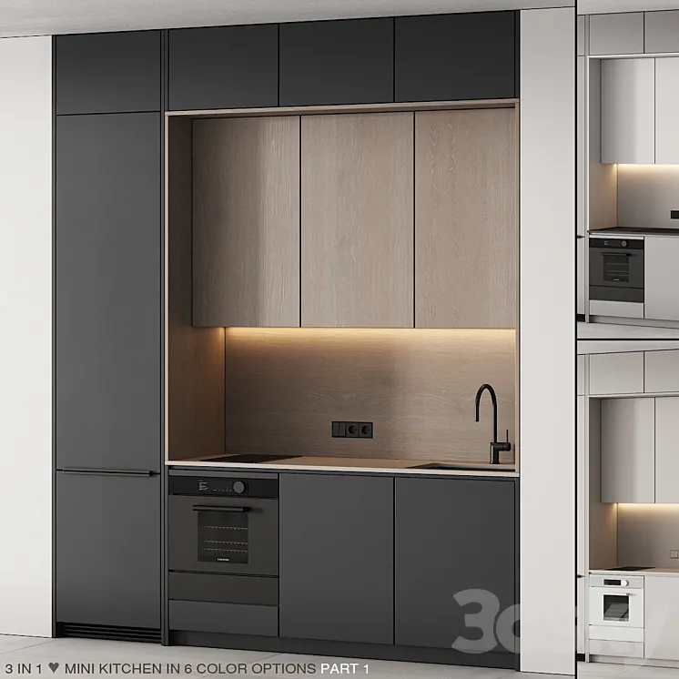 235 modern kitchen 13 mini kitchen 02 PART 1 3D Model Free Download