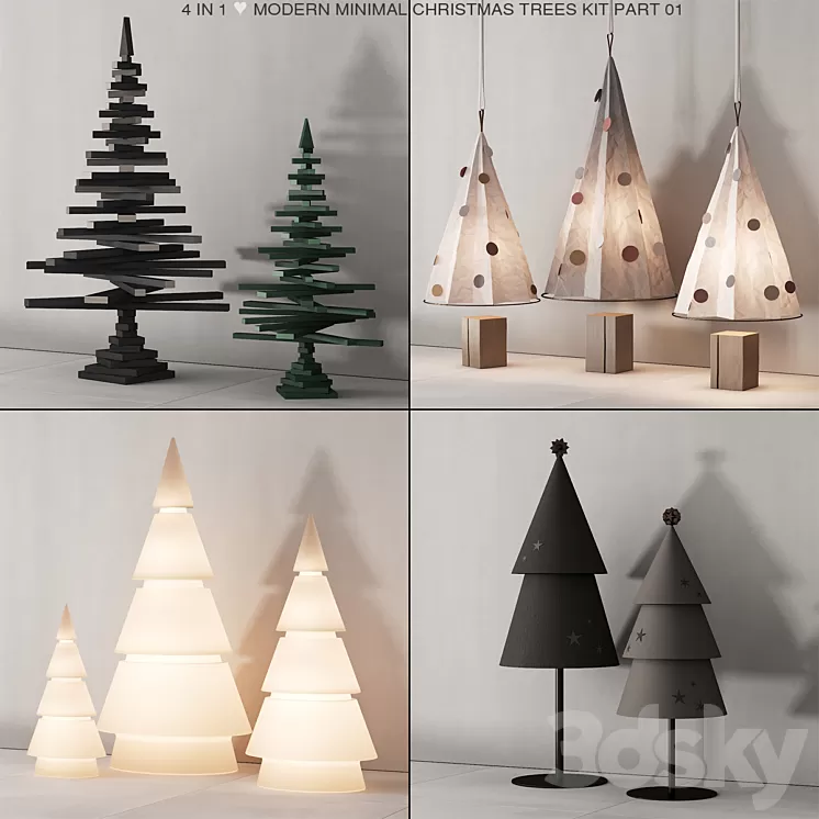237 happy new year 01 modern christmas trees 01 3D Model Free Download