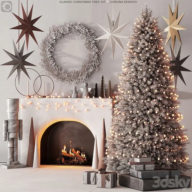 240 happy new year 04 christmas tree mono 01 light 3D Model 240 happy new year 04 christmas tree mono 01 light 3D Model