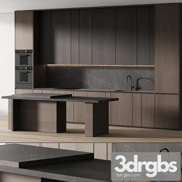 241 Modern Kitchen 14 Minimal Modern Kitchen With Island 05 3D Model Download