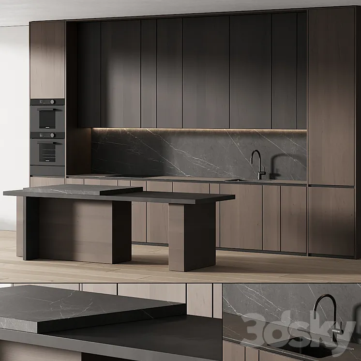 241 modern kitchen 14 minimal modern kitchen with island 05 3D Model Free Download