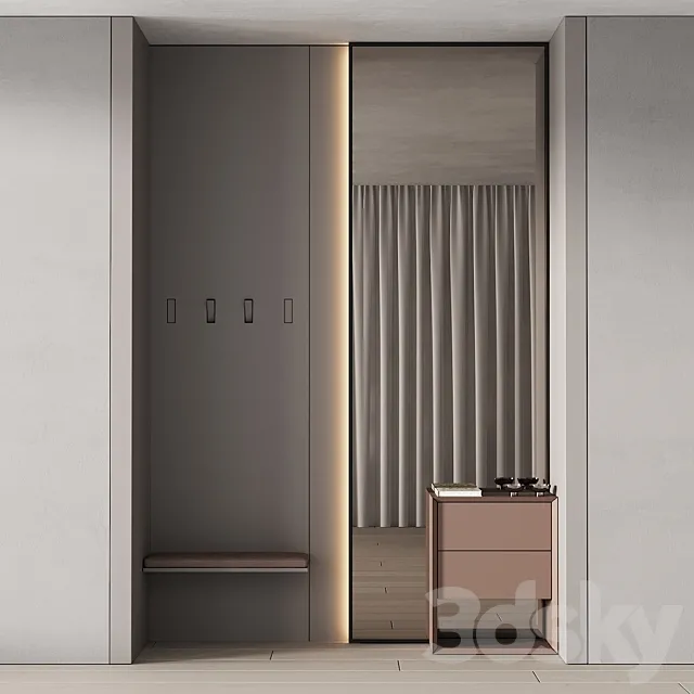 246 hallway zone 08 minimal hall with big stand mirror 01 3D Model 246 hallway zone 08 minimal hall with big stand mirror 01 3D Model