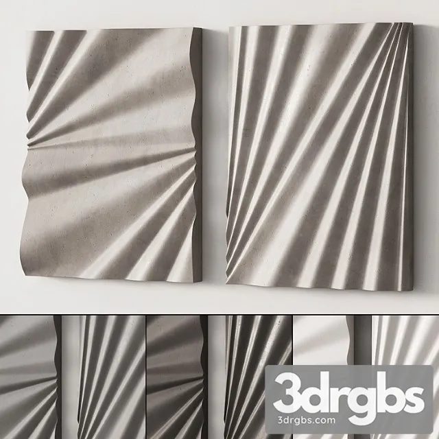 282 Decorative Wall Art 14 Waves Gypsum Wall Sculpture 01 3D Model Download