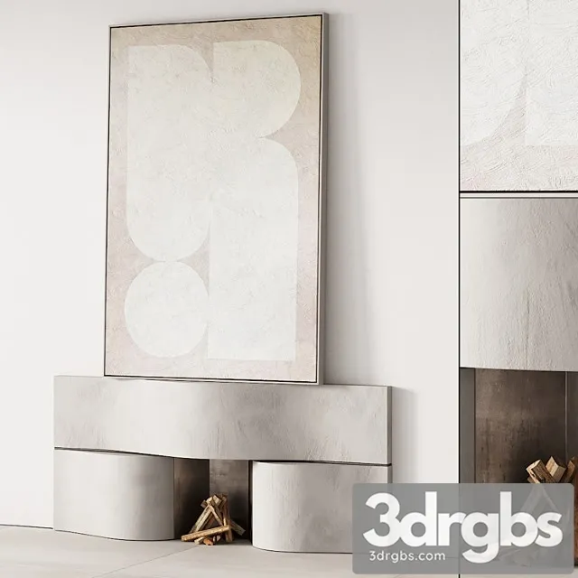 289 Fireplace Area Decorative Wall 07 Wave Chimney With Painting 00 3D Model Download