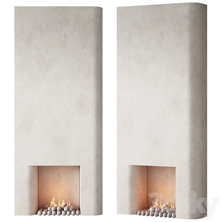 292 fireplace area decorative wall 10 tall chimney travertine stone 00 3D Model Free Download