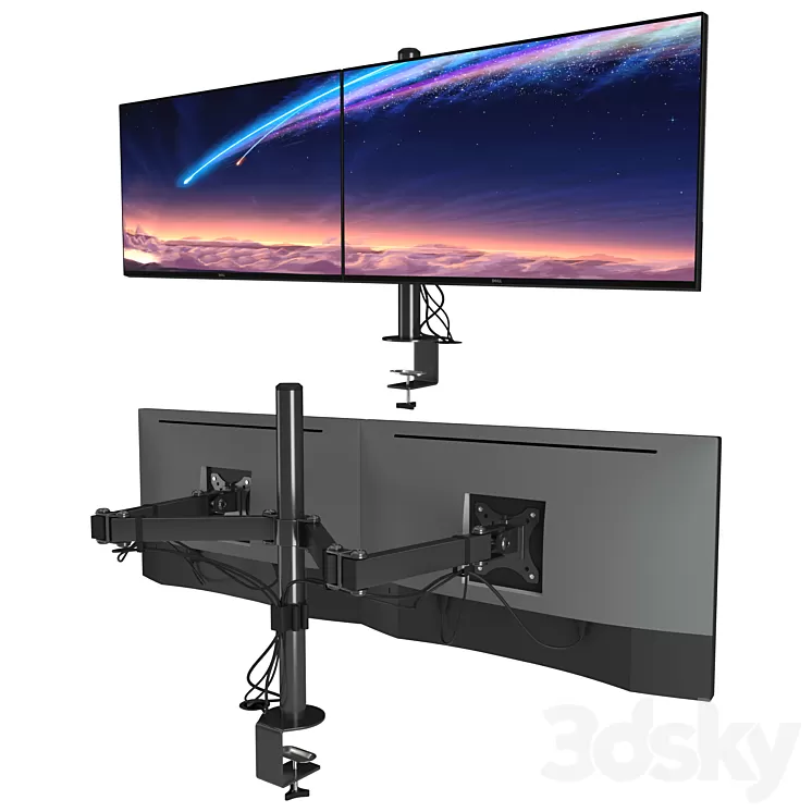 2x Dell UltraSharp U2718Q 27′ VESA table stand 3D Model Free Download