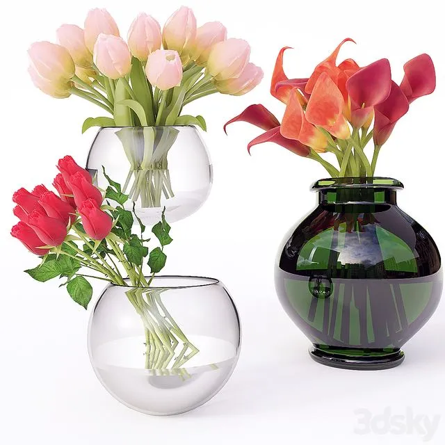 3 bouquet of flowers 3D Model