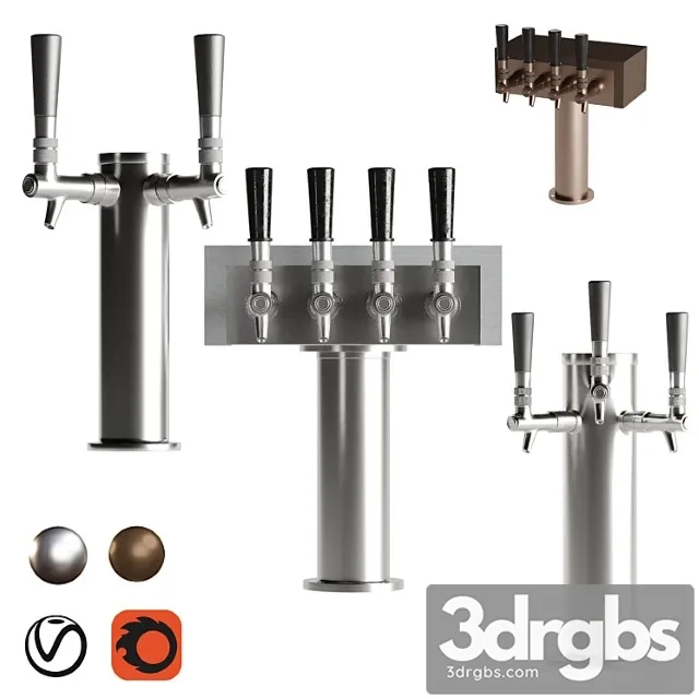 3 Faucet Draft Beer Set 3D Model Download