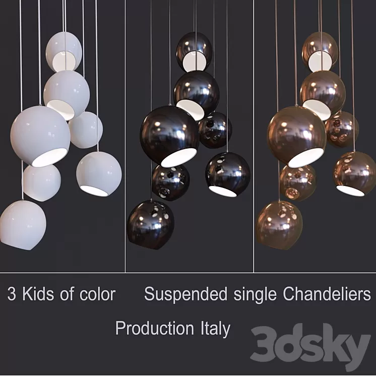 3 Kids of color Pendant Lights 3D Model 3 Kids of color Pendant Lights 3D Model
