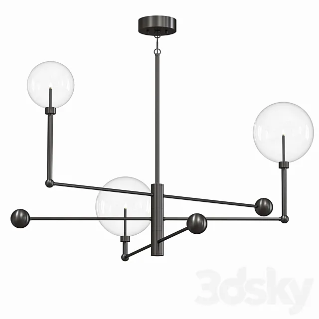 3-Light Chandelier in Oil Rubbed Bronze 3D Model 3-Light Chandelier in Oil Rubbed Bronze 3D Model