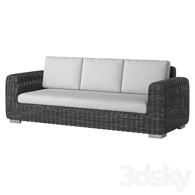 3 Seat Wicker Sofa 02 3DModel