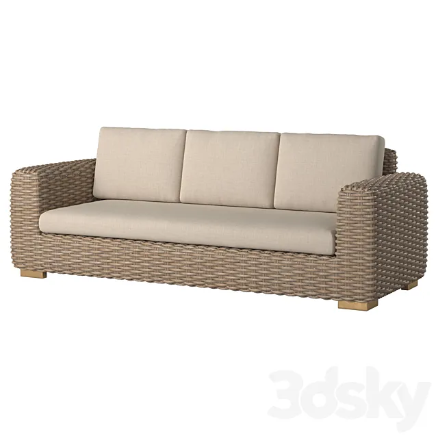3 Seat Wicker Sofa 3DModel