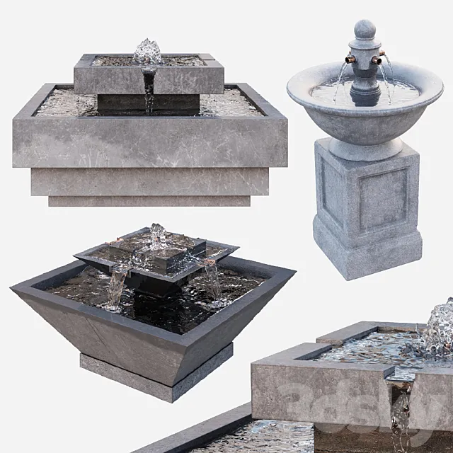 3 Water Fountain Set 3D Model
