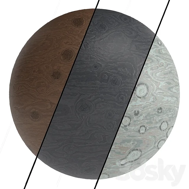 3 Wood Materials PBR 4k 3D Model