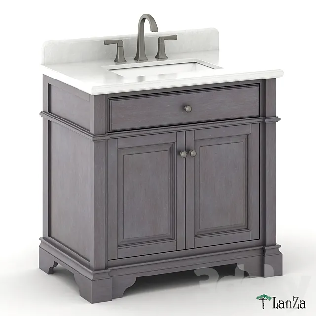 30 “single sink wooden vanity with Alpine Mist top 3D Model 30 “single sink wooden vanity with Alpine Mist top 3D Model