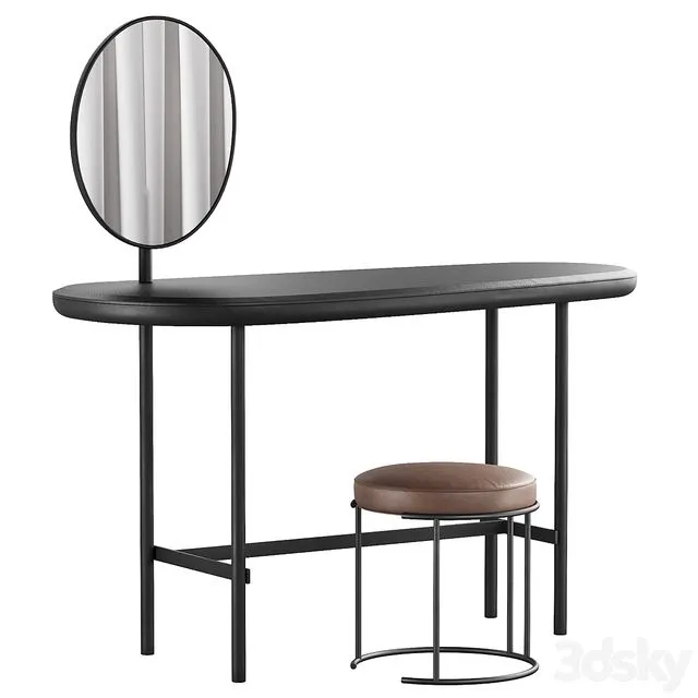 326 Vanity Desk 03 Pebble Desk with Nina pouf by Living Divani 3D Model