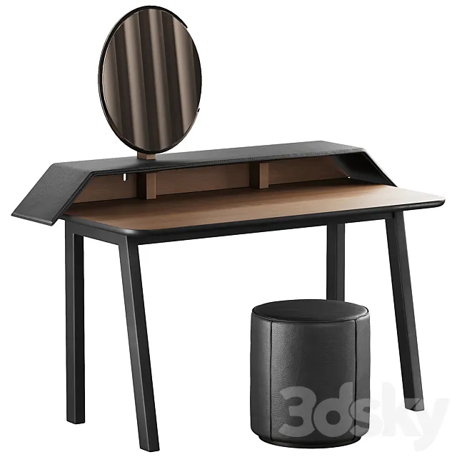 327 Vanity Desk 04 Tolda Desk by Miniforms and Fredericia Mono Pouf 3D Model