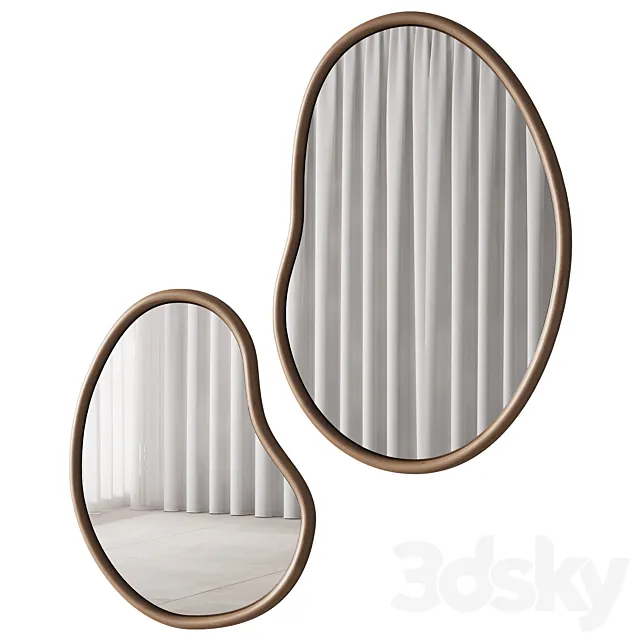 344 sculptural organic Dim Mindi wood Mirrors by tikamoon 3D Model