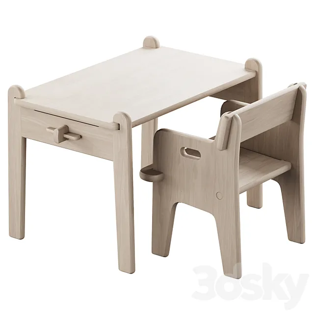 353 CH410 Peter’s chair and CH411 Peter’s table by Carl Hansen & Son 3D Model 353 CH410 Peter’s chair and CH411 Peter’s table by Carl Hansen & Son 3D Model