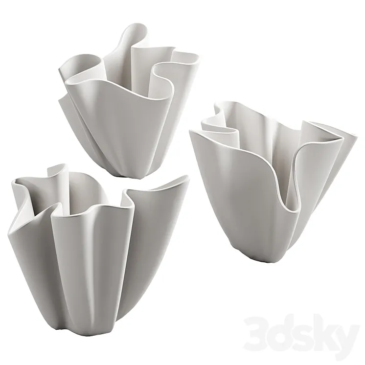 368 decorative vases and pots 06 deformed folded relief vase 05 3D Model Free Download