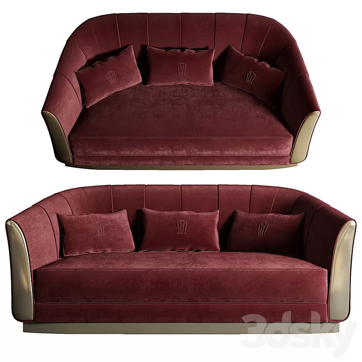 37-Minotti Collezione Giglio Sofa-Red Velvet 3D Model