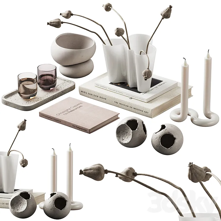 370 decorative set 038 cracked spheres and dried poppy seeds 3D Model Free Download