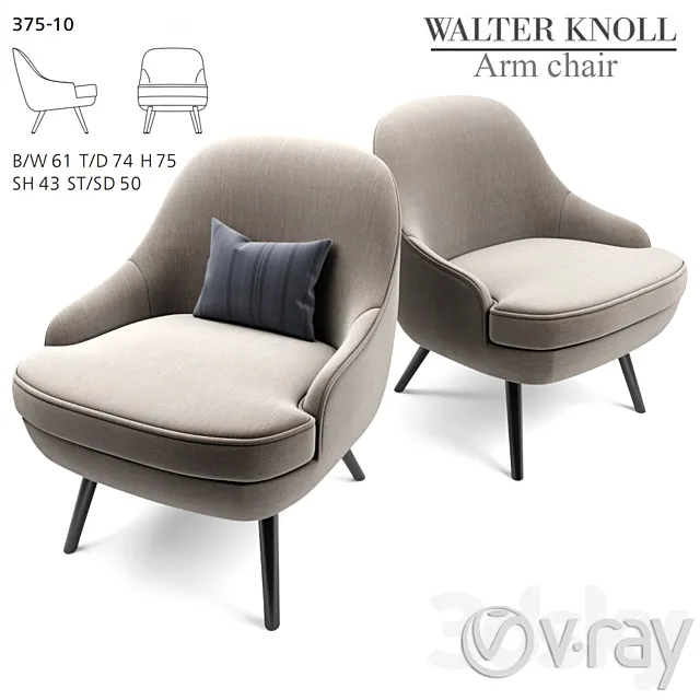 375 walter knoll Armchair 3D Model