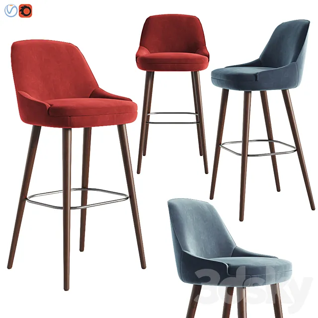 375 Walter Knoll Bar Stool & Counter Stool 3D Model 375 Walter Knoll Bar Stool & Counter Stool 3D Model