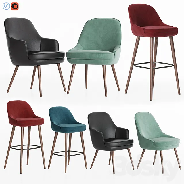 375 Walter Knoll Chairs Collection 3D Model