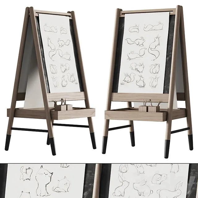390 CB2 Wooden Kids Art Easel by Crate&kids 01 3D Model 390 CB2 Wooden Kids Art Easel by Crate&kids 01 3D Model