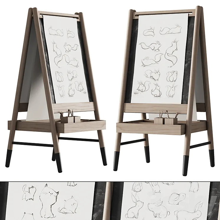 390 CB2 Wooden Kids Art Easel by Crate&kids 01 3D Model Free Download